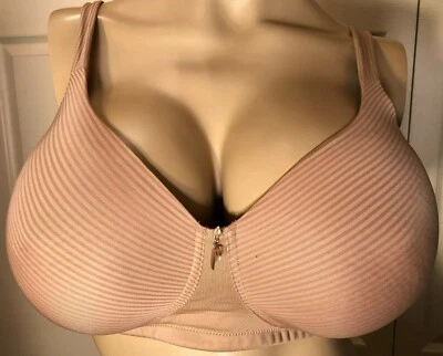 VANITY FAIR 40DD Nude Beige Wire Free 72389 RADIANT 40 DD Lined Striped Bra - Image 1 of 4