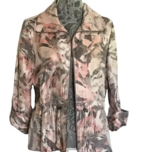 RUBY RD. Womens Jacket SIZE 8 Zip Front Draw String Waist  Button Tab Sleeve - Picture 1 of 10
