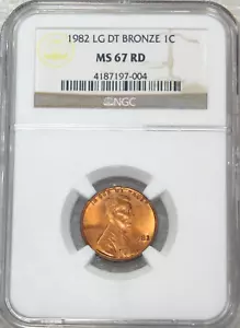 1982 Lincoln LG DATE BRONZE NGC MS67RD Red with Rich Luster #Y493 - Picture 1 of 4