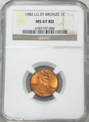 1982 Lincoln LG DATE BRONZE NGC MS67RD Red with Rich Luster #Y493 - Image 1 of 4