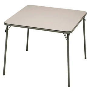 MECO Sudden Comfort 34"x34" Square Metal Folding Dining Card Table, Chicory Lace - Picture 1 of 3