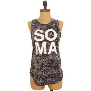 SoulCycle USA SOMA Cycle Tank Top M Racer Gray Black Burnout EUC B64 - Picture 1 of 5