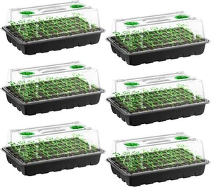 VIVOSUN 6-Pack Seed Starter Trays 240-Cell w/ 3.6" Higher Cover Humidity Cover  - Picture 1 of 8