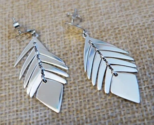 925 ECHT SILBER RHODINIERT 🍂  Swing-Ohrhänger Ohrringe beweglich 45 mm - Picture 1 of 9