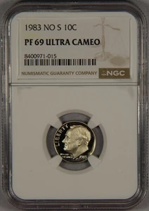 1983 NO S Roosevelt Dime NGC PF69 ULTRA CAMEO 10c - Picture 1 of 3