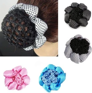 Pack of 4 Girl Women Bun Cover Ballet Dance Dot Hair Net hair Accessories (Style - Picture 1 of 7