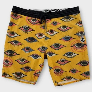 Volcom Stoney Ryan Burch Experiment Board Shorts AOP Eyes Yellow Swim Surf - Picture 1 of 6