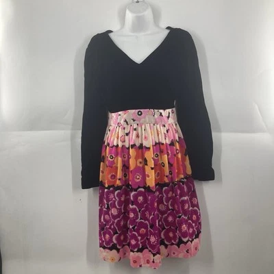 Vintage Fredericks of Hollywood Mini Dress Size 1 Small 70s Floral V-Neck Velvet - Image 1 of 4