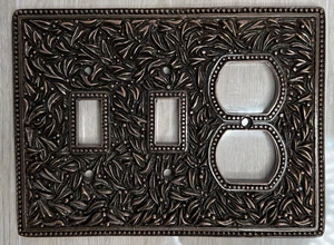 Vicenza Designs SanMichele Wall Plate Antique Copper Jumbo Double Toggle Outlet - Picture 1 of 3