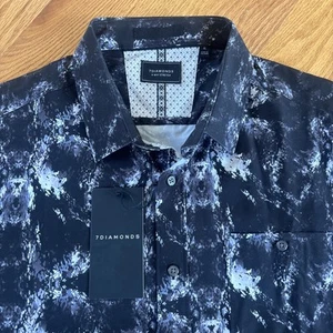 7Diamonds Men's XL Black Krakn Remix Short Sleeve 4 Way Stretch Shirt - NWT $79 - Picture 1 of 10