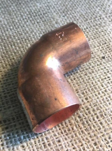 1" COPPER ELBOW (FITS 1-1/8" OD PIPES) WROT COPPER ELBOW COPPER SWEAT - CPR-23 - Picture 1 of 3
