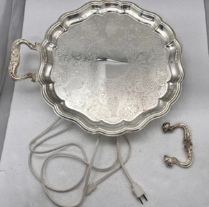 VTG Sheridan Silver Co Silverplate 14" Round Electric Warming Platter Tray 1176E - Picture 1 of 12