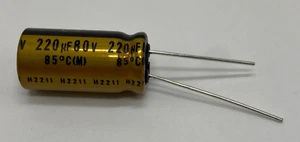 Condensador electrolítico polarizado Nichicon UFG1K221MHM oro fino 220uf/80V - Imagen 1 de 2