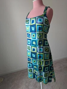 Vestido Novia de Silversilk Geométrico Azul Agua Talla L SEDA Suave y Satinado - Imagen 1 de 12
