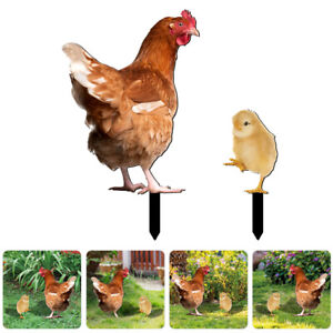 Outdoor Decor 2pcs Chicken Yard Stake for Front Lawn Patio Backyard-
