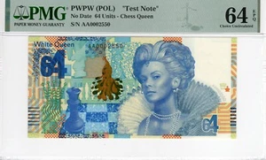 Poland PWPW Test Note "Chess Series" White Queen & Black King PMG 64 EPQ - Picture 1 of 4
