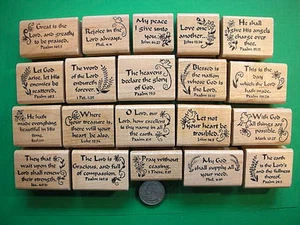 Juego de 20 estampillas de Escrituras, montadas en madera, #2 - Imagen 1 de 2