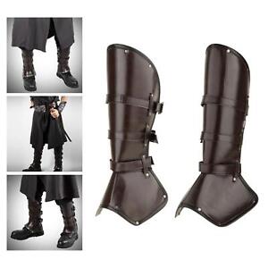 Leg Guard Cosplay Costume Fancy Dress Wrap Medieval PU Leather Leg Armor for