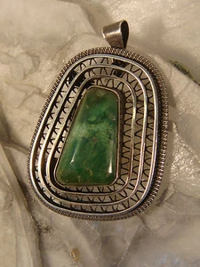 MALACHIT STERLING MODERNISTISCHE ANHÄNGER PIN ISRAEL HANDWERK - Bild 1 von 11