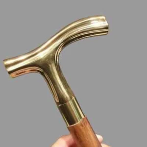 Vintage Wooden Walking Antique Walking Cane Stick Solid Brass Handle Stick Gift - Picture 1 of 8