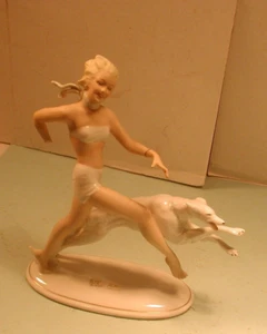Vintage giovane donna e cane Schau Bach arte - Foto 1 di 4