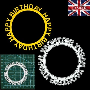 Round Circular 'Happy Birthday' Sentiments Frame Metal Cutting Die, Stencil C8 - Picture 1 of 7