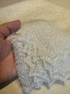 Vintage Loose Knit Scarf - Off-White - Big, 47x42 inches - Picture 1 of 5