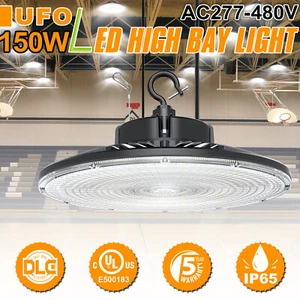 150W LED UFO High Bay Lights Dimmable Warehouse Factory Shop Lamp AC 277~480Volt - Picture 1 of 13
