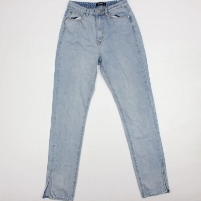 Pantalones de mezclilla Missguided ajustados de pierna recta talla 4L azul lavado claro (W26"L33") divididos Foto 1 de 4