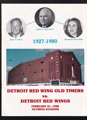Detroit Red Wings Old Timers program w/PHOTO! 2-21-80 LAST GAME OLYMPIA STADIUM - Image 1 of 4