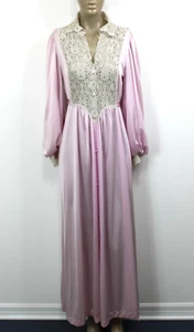 Vintage 60s Miss Elaine Pink Nylon Nightgown Peignoir Set USA Union Made Size M - Picture 1 of 24
