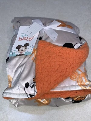 Disney Baby Blanket Mickey Mouse Halloween Pumpkins 30"x 40" NWT Foto 1 de 4