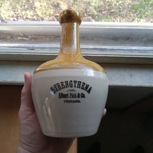 Brocca in gres 1890 STRENGHENA ALBERT PICK & CO CHICAGO CON BECCUCCIO LABBRO - Foto 1 di 10