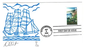 3438 California Statehood, David Curtis, Ship (blue) FDC - Picture 1 of 1