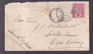 1901 BOER WAR COVER WITH POW CENSOR HANDSTAMP & LABEL CEYLON 6C FRANKING - Picture 1 of 2