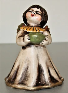 Original Bozener Engel Thun - Kerzenhalter mit beige/braunem Kleid H ca. 14,5 cm - Bild 1 von 6