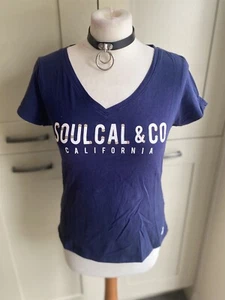 Ladies Blue Soulcal & Co T-shirt Top Size UK 12 - Picture 1 of 4