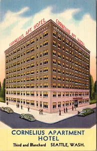 SEATTLE WASHINGTON CORNELIUS APARTMENT HOTEL VINTAGE LINEN POSTCARD - Picture 1 of 2