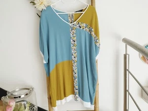 XXL 50 52 Ulla Popken Tunika Bluse Shirt türkis bunt Blumen Longshirt Viskose - Bild 1 von 6