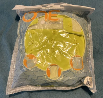 Pañal de tela reutilizable GroVia ONE para bebé nuevo en paquete cierre a presión de neón cítrico AIO Foto 1 de 2