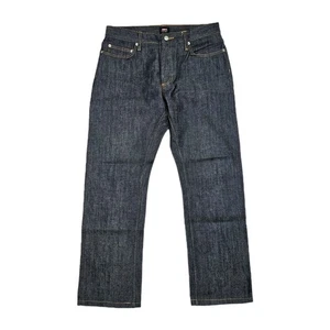 Obey Raw Denim Selvedge Jeans Mens 30x27 Dark Button Fly Indigo Straight Leg  - Picture 1 of 12