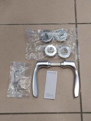 Maniglia Hoppe alluminio argento per porte interne economica (coppia) - Immagine 1 di 3
