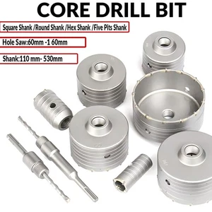30mm-160mm CORE DRILL BIT SDS PLUS HEX TCT Masonry Brick Hole Cutter Drilling - Picture 1 of 9