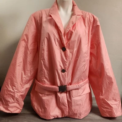 Talbots Plus Pink Blazer Jacket Size 22W Pink Belted Button Front PufferLight - Image 1 of 4