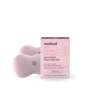 Method Body Bar Soap Pure Peace 4oz 3 Pack Peony Rose Water Pink Salt - Picture 1 of 4