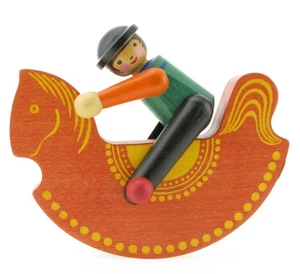 BREITSCHWERDT Reiter auf Pferd Holz Figur - Holzspielzeug wooden Schaukelpferd - Bild 1 von 6