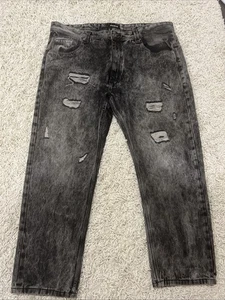 Makobi Jeans Black 46x32 Distressed Denim Vintage Wash M1758 - Picture 1 of 22