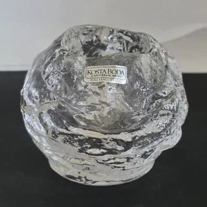 Kosta Boda Snowball Votive Candle Holder Sweden Crystal 3" Ann Warff Design - Picture 1 of 9