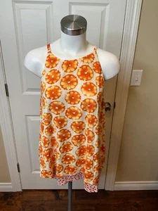 Porridge Floral Orange White Floral Print Tank Top, Size Medium - Picture 1 of 5
