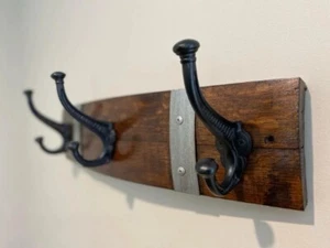 Wine barrel coat rack wall mounted - Picture 1 of 5